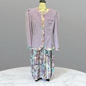 Vintage Floral Jacket & Skirt Set